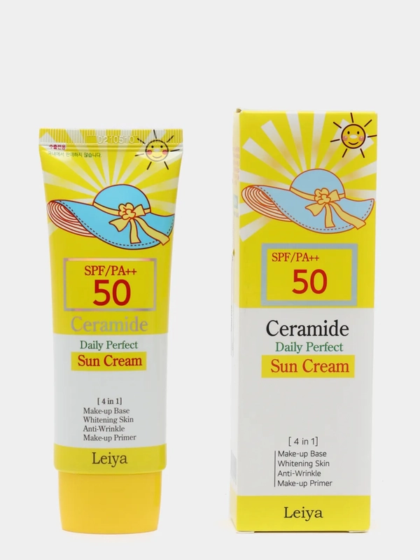 Солнцезащитный крем для лица с керамидами Leiya, SPF 50/PA++