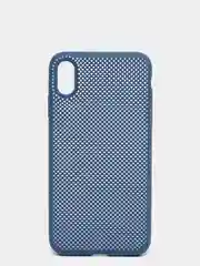 Темно-синий чехол iPhone Xs Max пластиковый+силиконовый в сетку
