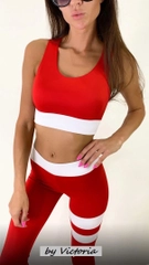 Спортивный костюм с полосками, топ и лосины