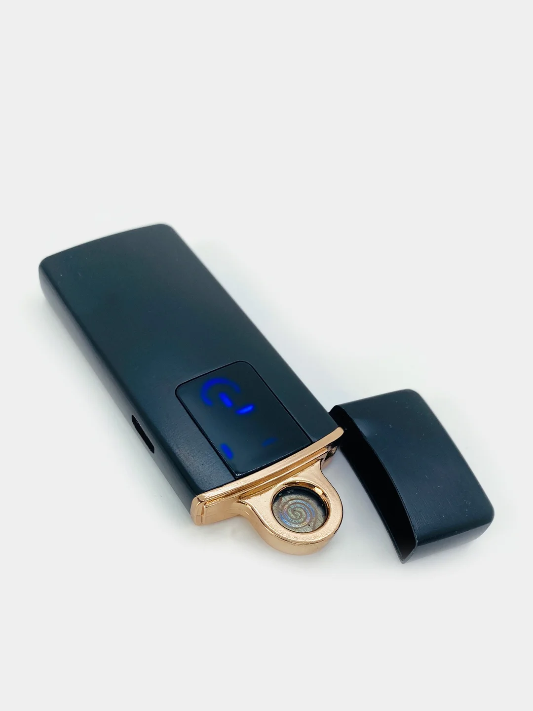 Черный зажигалка электронная, металлическая, плазменная спираль, USB, зажигалка электронная