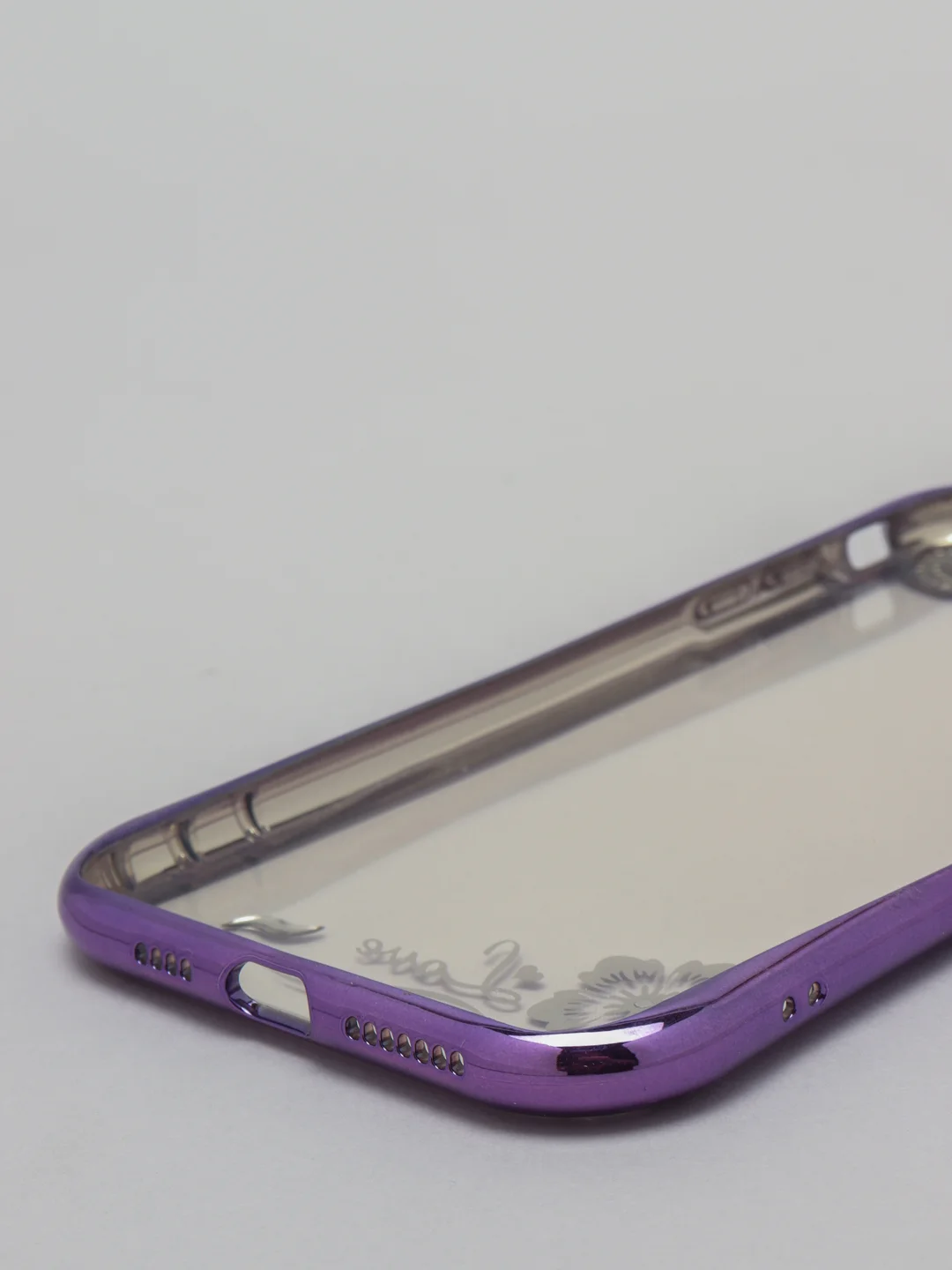 Лавандовый чехол Apple iPhone Xs Max прозрачный силиконовый с глянцевой рамкой и стразами