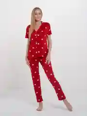 Бордовый пижама женская: рубашка, брюки
