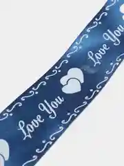 Лента атласная "Love you", джинс, 40 мм, отрезы по 2 м