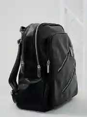 Бежевый меланж рюкзак черный кожанный