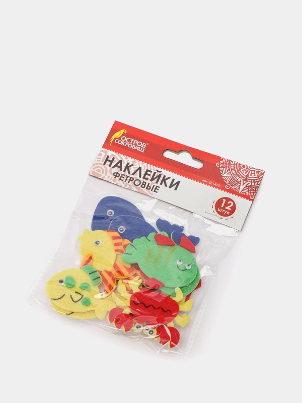 Наклейки из фетра "Рыбки", ассорти, 12 штук