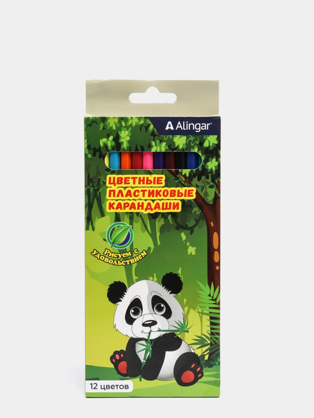 Карандаши цветные, пластиковые, заточенные, 12 цветов