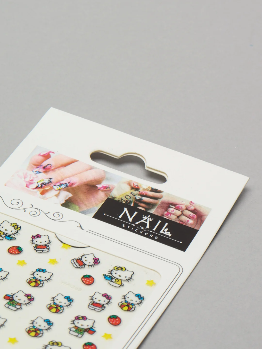 Бирюзовый наклейки-слайдеры для дизайна ногтей и маникюра, "Hello kitty"