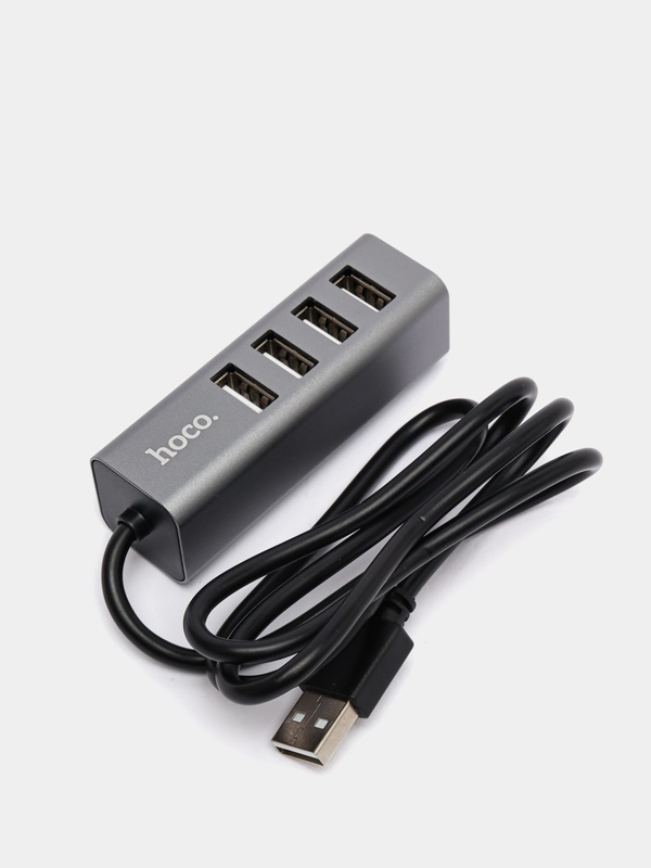 Хаб Hoco HB1 Line Machine USB to 4xUSB, серебристый