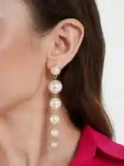 Серьги подвески, длинные с жемчугом