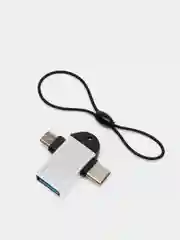 Серебряный адаптер OTG USB / Type-C / Micro USB
