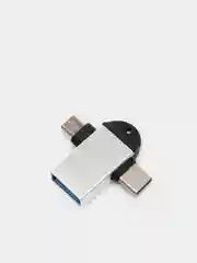 Серебряный адаптер OTG USB / Type-C / Micro USB