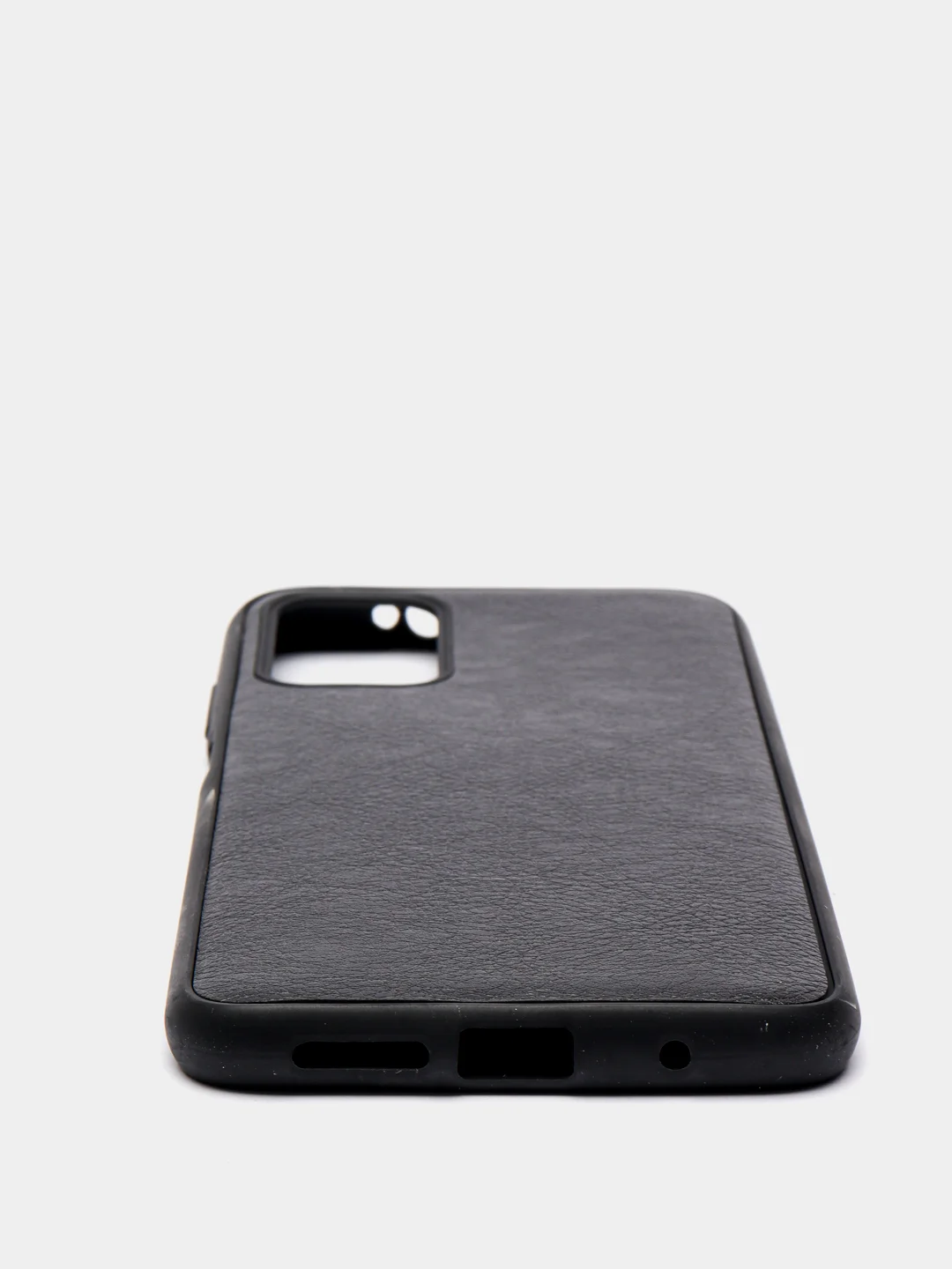 Черный силиконовый чехол накладка для Xiaomi Pocofone M3 с текстурой кожи (под кожу)