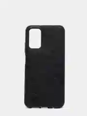Черный силиконовый чехол накладка для Xiaomi Pocofone M3 с текстурой кожи (под кожу)