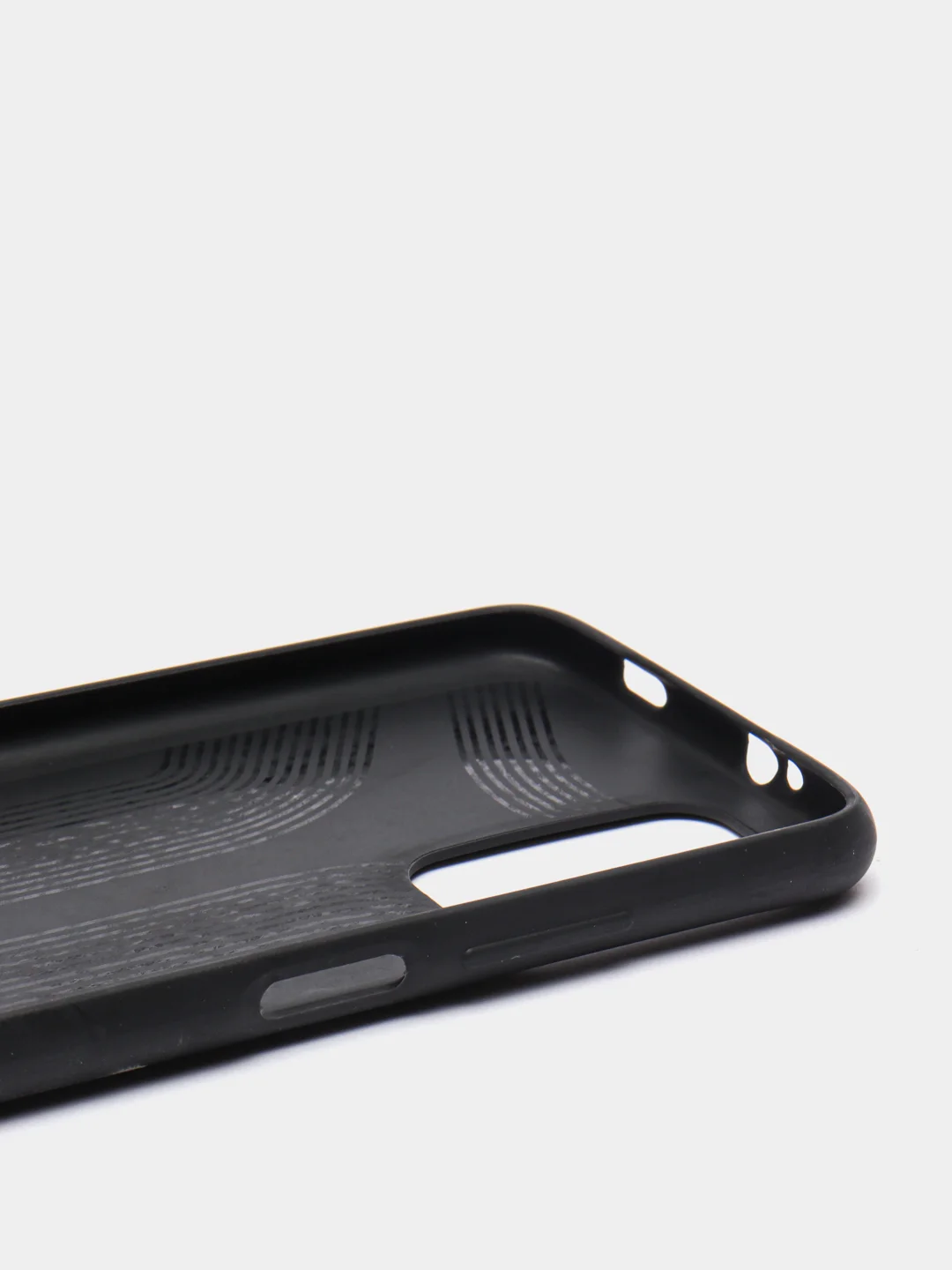 Черный силиконовый чехол накладка для Xiaomi Pocofone M3 с текстурой кожи (под кожу)