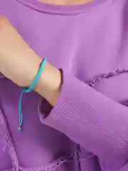 Голубой браслет с бусами плетеный женский ( 6 цветов )