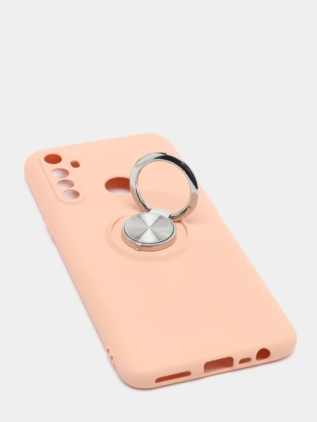 Бежевый чехол Realme C3 / 5 / 6i  Реалми С3 / 5 / 6ай силиконовый с кольцом держателем