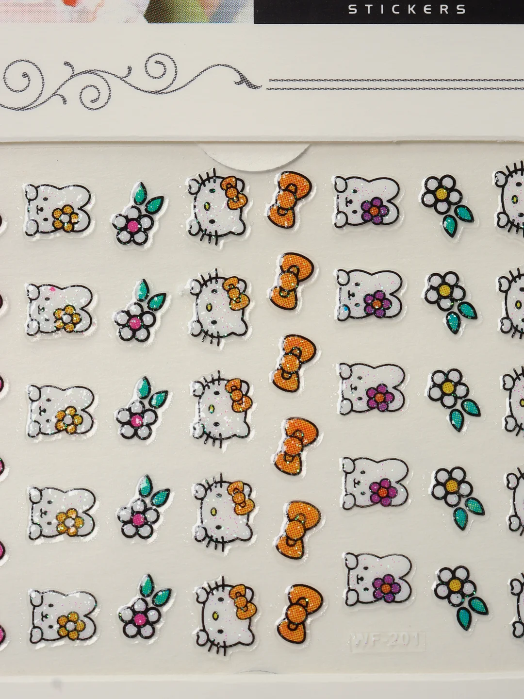 Золотой наклейки-слайдеры для дизайна ногтей и маникюра, "Hello kitty"