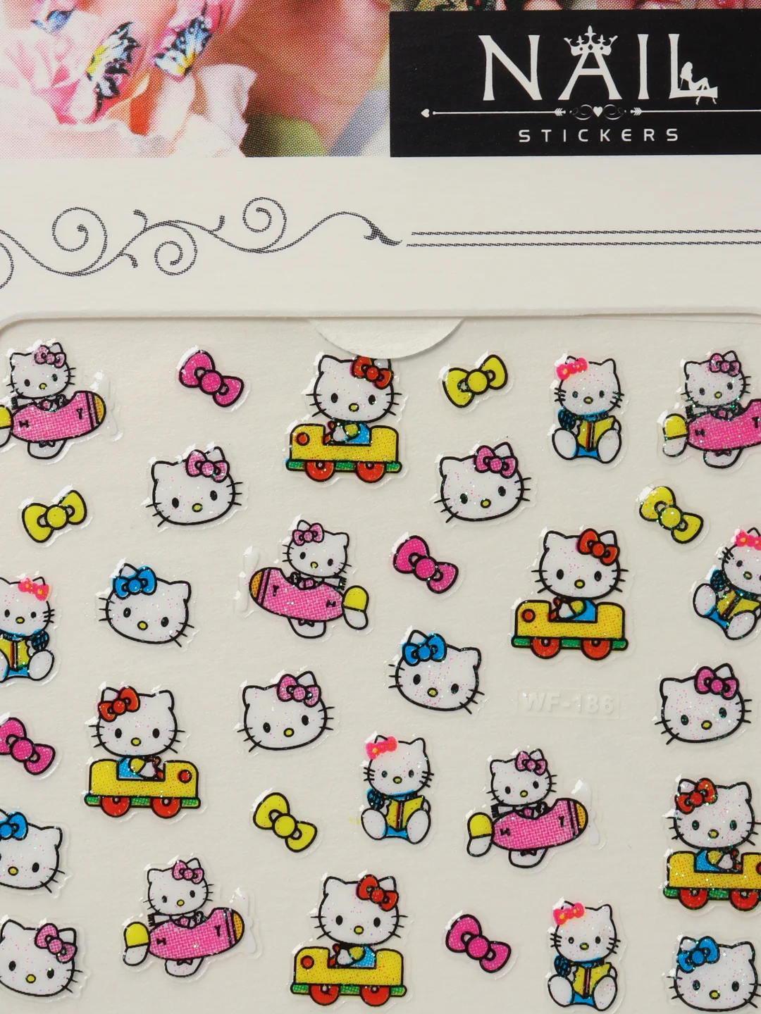 Лимонный наклейки-слайдеры для дизайна ногтей и маникюра, "Hello kitty"