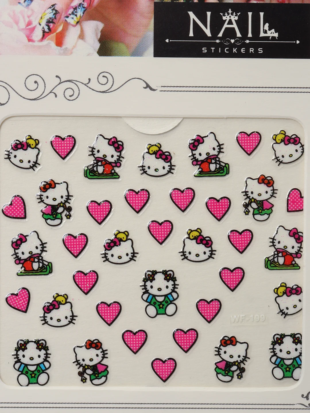 Прозрачный наклейки-слайдеры для дизайна ногтей и маникюра, "Hello kitty"