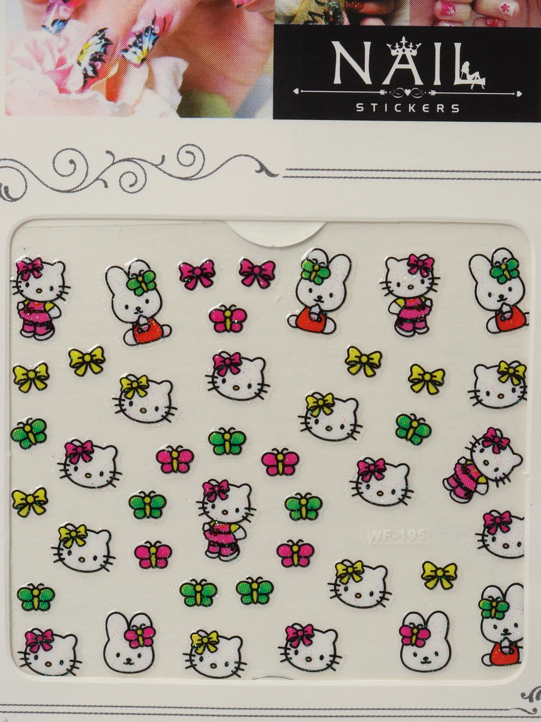 Лазурный наклейки-слайдеры для дизайна ногтей и маникюра, "Hello kitty"