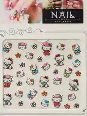 Кремовый наклейки-слайдеры для дизайна ногтей и маникюра, "Hello kitty"