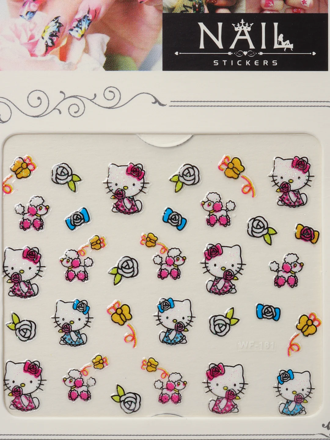 Манго наклейки-слайдеры для дизайна ногтей и маникюра, "Hello kitty"