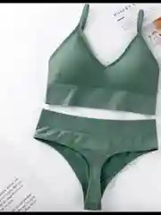 Зеленый комплект женского бесшовного нижнего белья