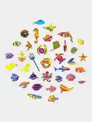 Фигурный деревянный пазл Unidragon Сияющая рыбка - M, 2-4 часов сборки
