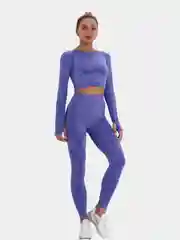 Синий спортивный костюм для фитеса и йоги женский