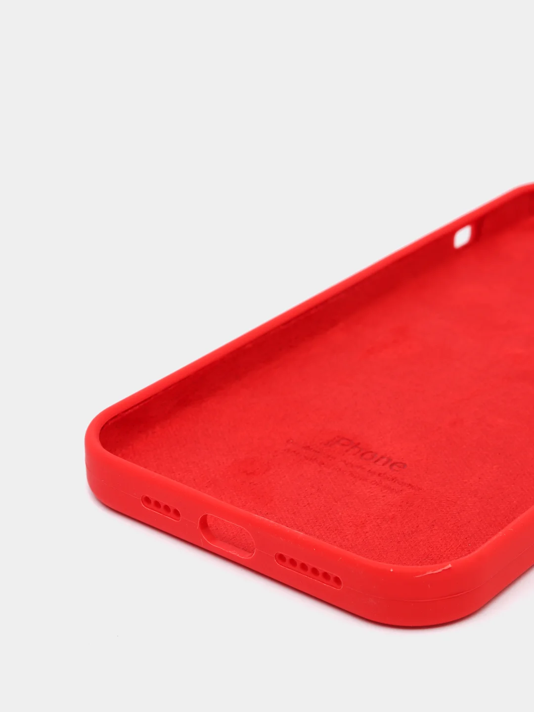 Красный чехол для iPhone 12 Pro Max 6.7" Silicone Case закрытый низ с логотипом