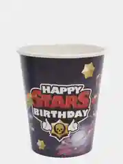 Черный бумажная посуда "Stars. Бравл старс", тарелка, стакан, по 10 штук