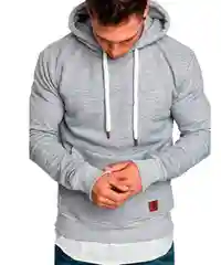 Серый меланж худи мужское с начесом