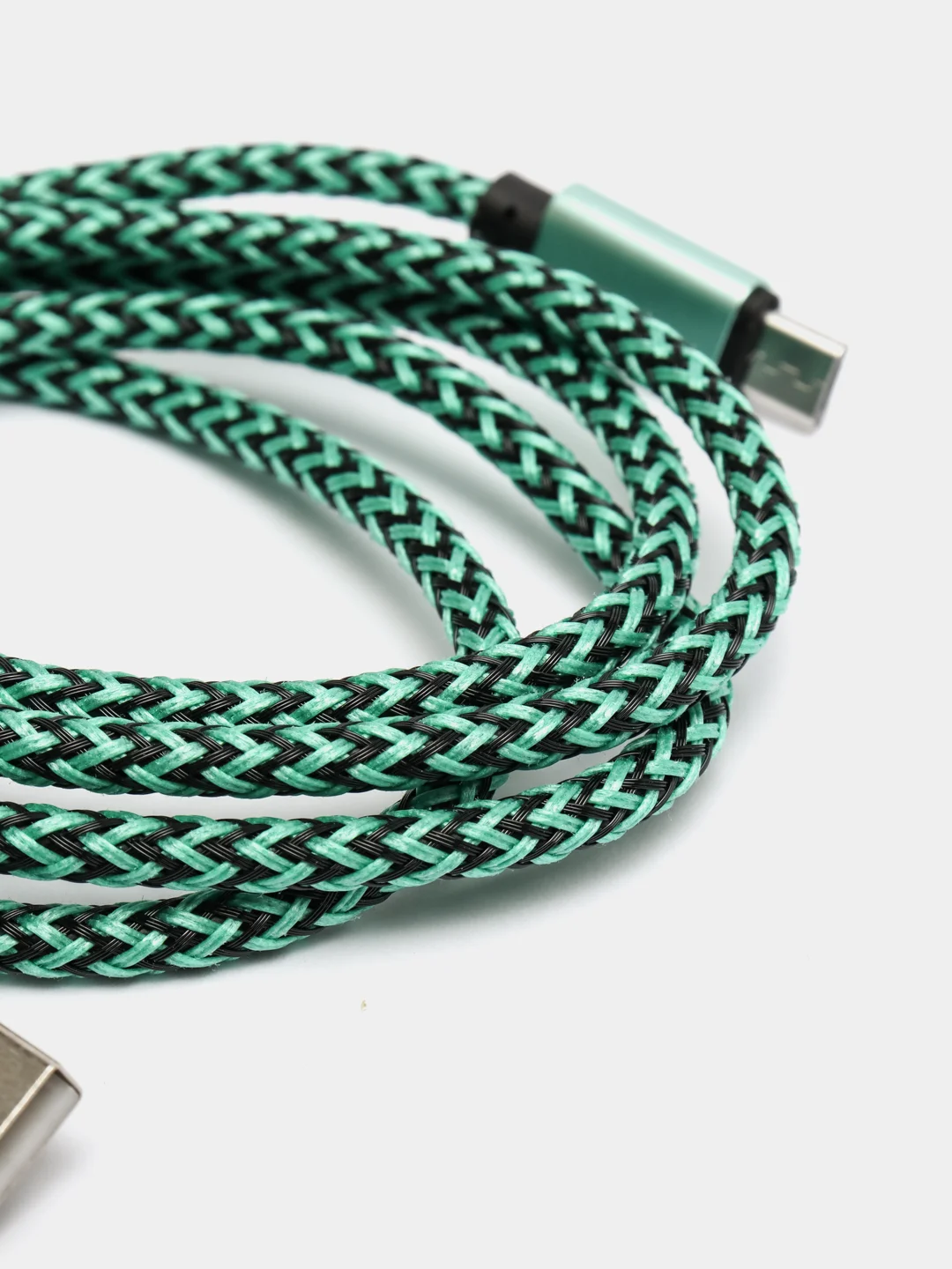 Зеленый кабель USB - microUsb для Зарядки и Передачи данных