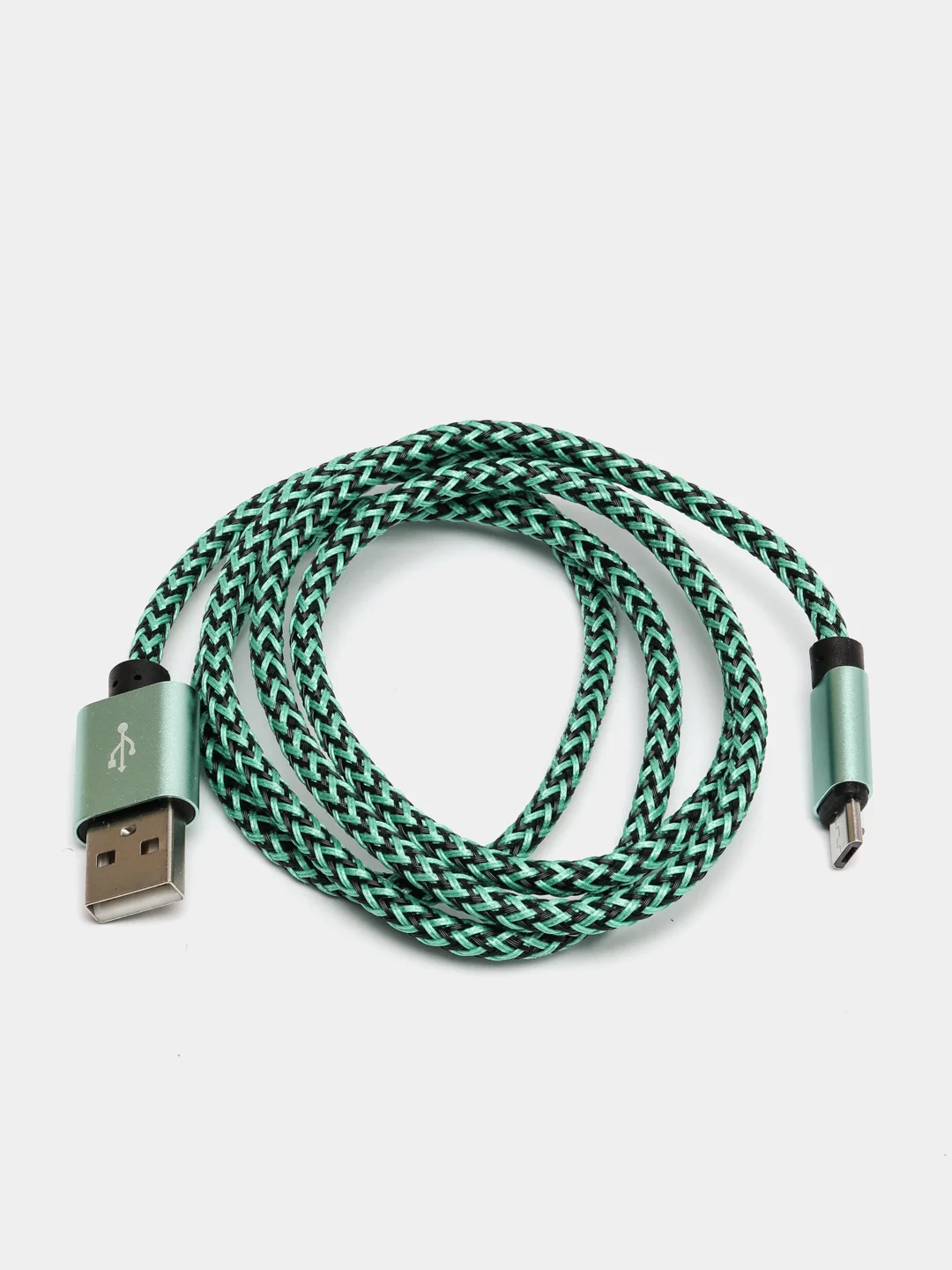 Зеленый кабель USB - microUsb для Зарядки и Передачи данных