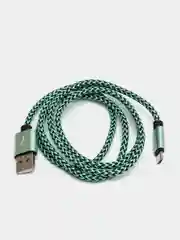 Зеленый кабель USB - microUsb для Зарядки и Передачи данных