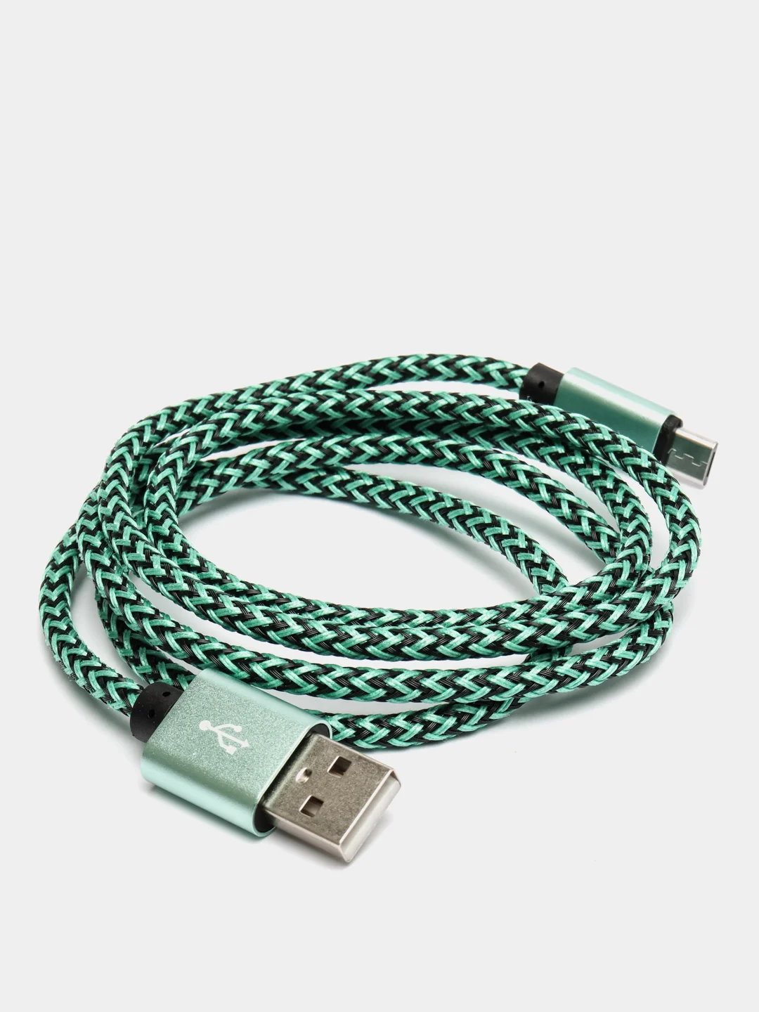 Зеленый кабель USB - microUsb для Зарядки и Передачи данных