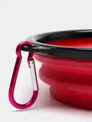 Розовый силиконовая складная миска с карабином для животных, кошек и собак диаметр 13 cм, 350мл