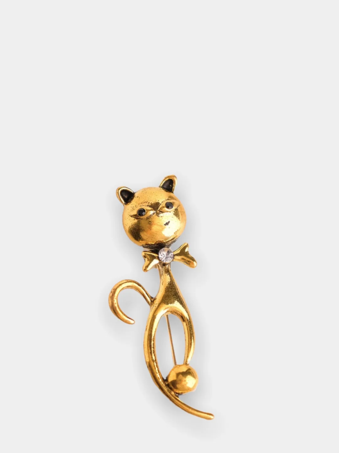 Бежевый брошь "Кошка"