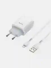 Белый зарядное устройство HOCO C73A и кабель, 2 USB, 1 м, 2.4 A