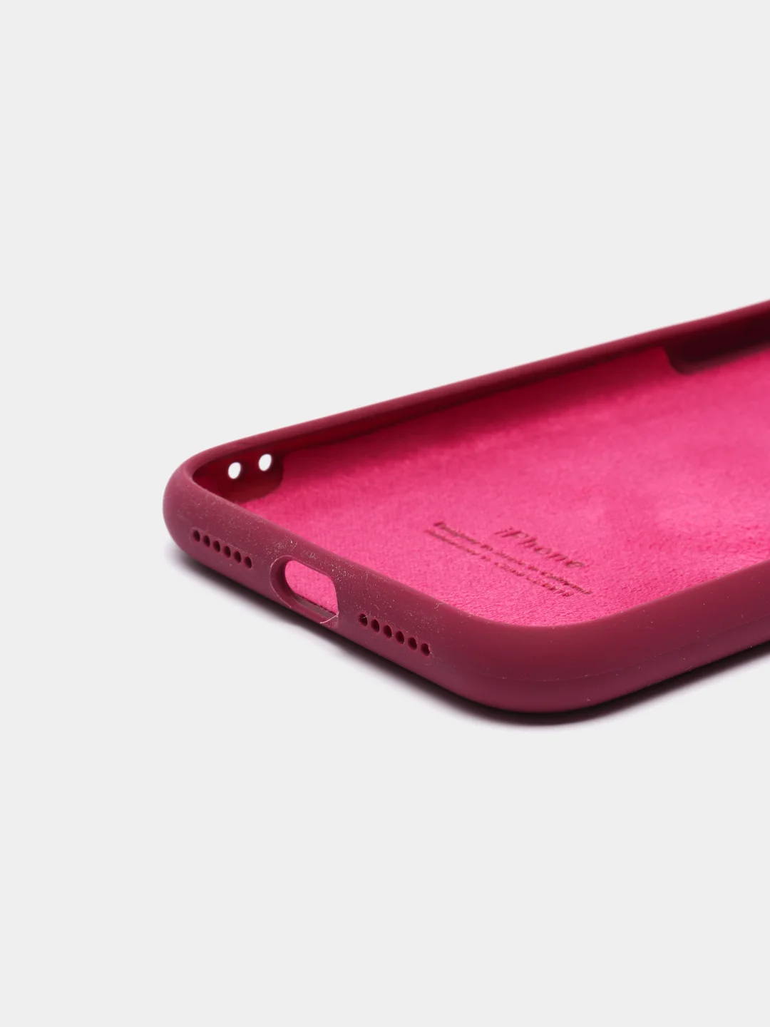 Тёмно-бордовый силиконовый чехол iPhone 11, Silicone Case, с закрытым низом и защитой камеры