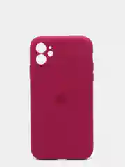 Бордовый силиконовый чехол iPhone 11, Silicone Case, с закрытым низом и защитой камеры