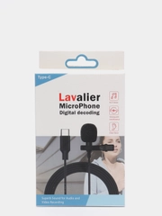 Микрофон петличный проводной (петличка) с выходом Type-C, Lavalier, 1,5м черный