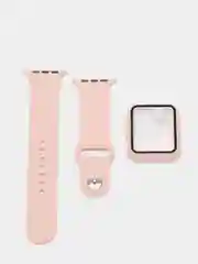 Пудровый ремешок для Apple Watch + чехол со стеклом