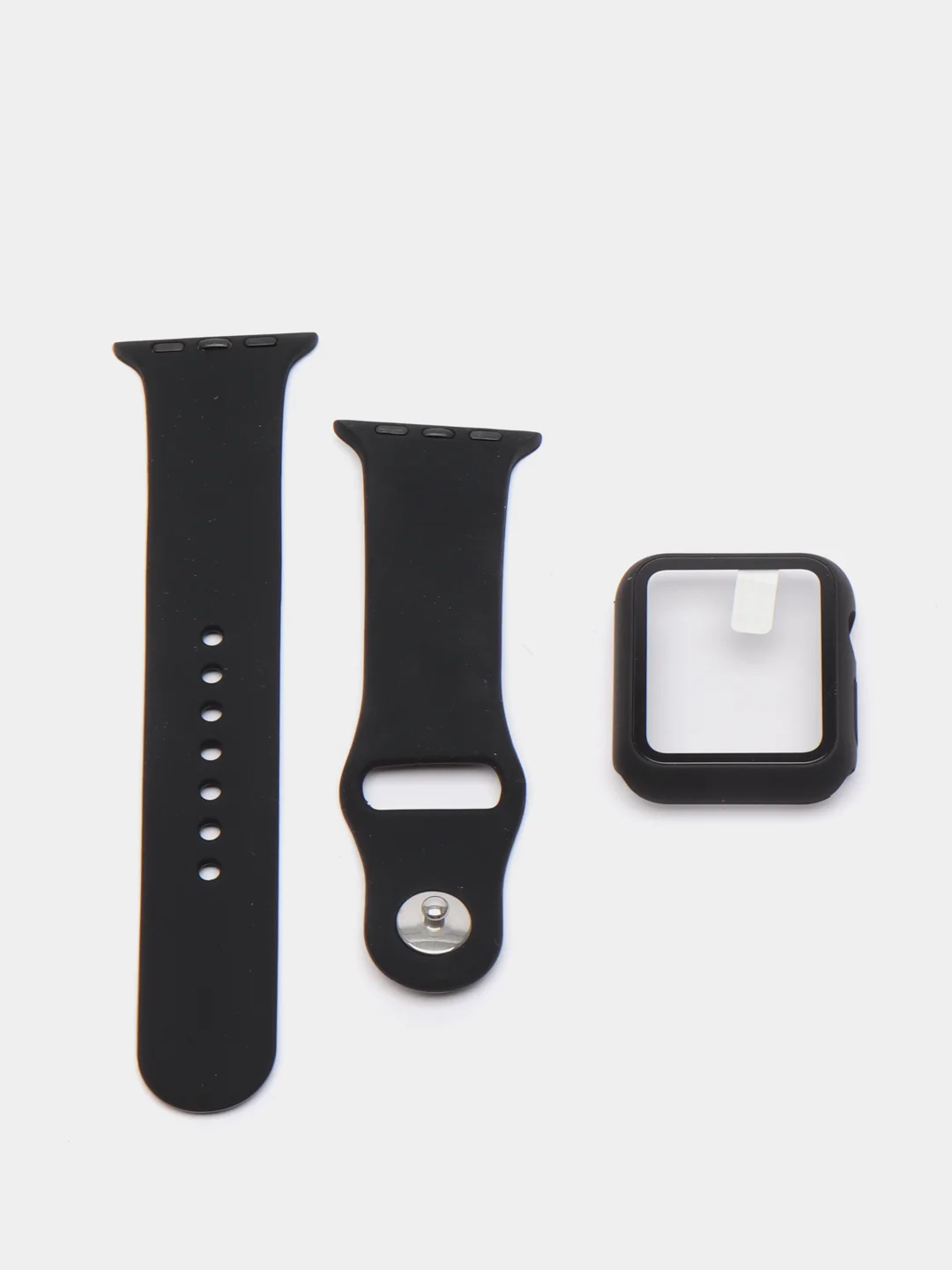 Черный ремешок для Apple Watch + чехол со стеклом