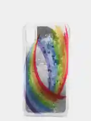 Коричневый чехол Apple iPhone XR силиконовый переливающийся жидкий с блестками