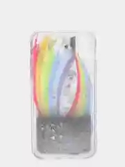 Коричневый чехол Apple iPhone XR силиконовый переливающийся жидкий с блестками
