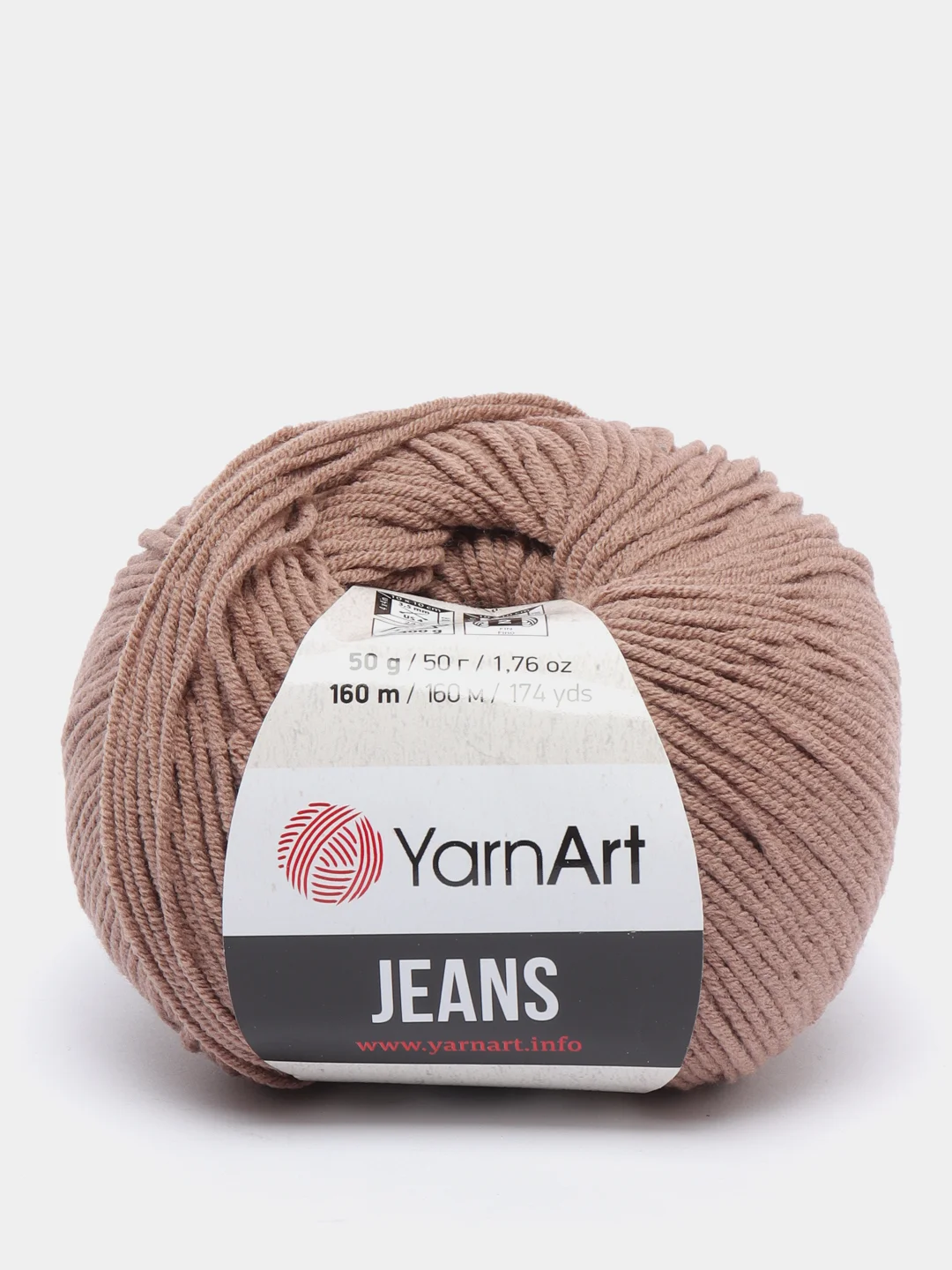 Коричневый пряжа YarnArt Jeans, 50 г, 160 м