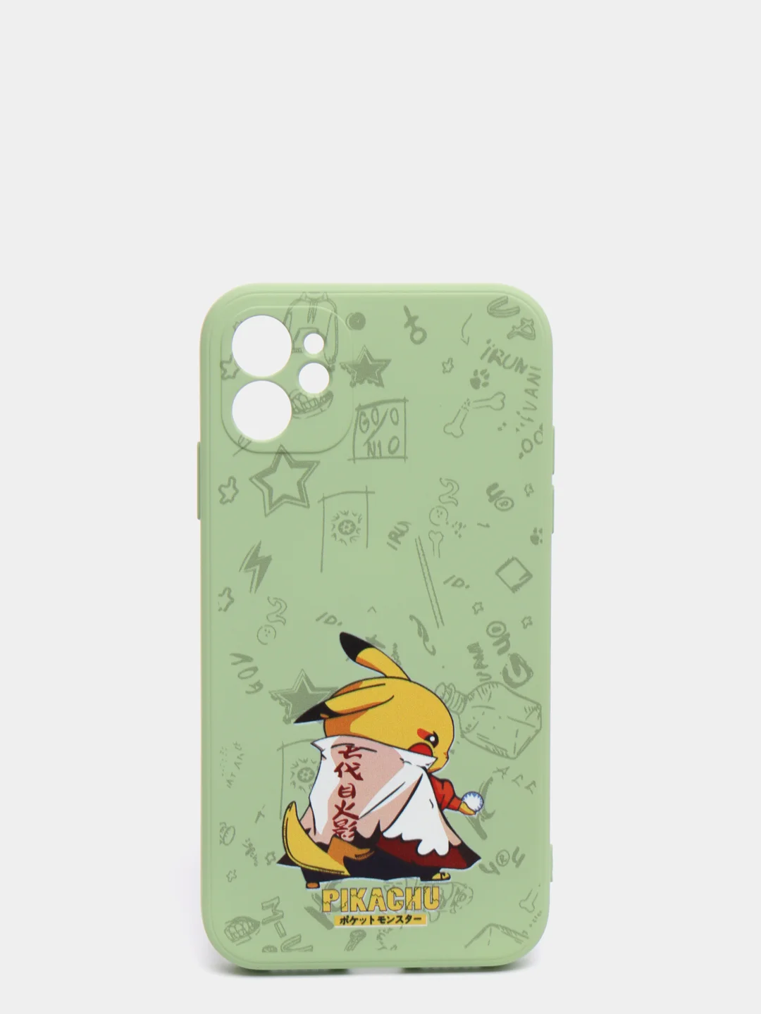 Зелёный хаки чехол силиконовый Pokemon "Пикачу" для iPhone 7/8 Plus/XS/XR/SE Max/11/12 Pro Max/13