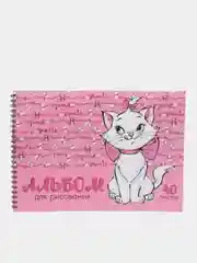 Альбом для рисования 40 листов на гребне, А4, "Кошечка Мари", Коты-аристократы