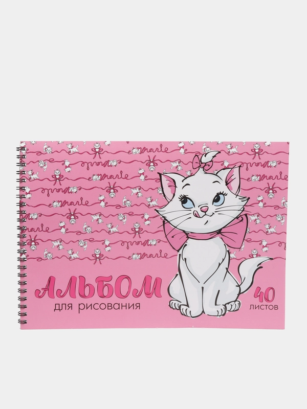 Альбом для рисования 40 листов на гребне, А4, "Кошечка Мари", Коты-аристократы